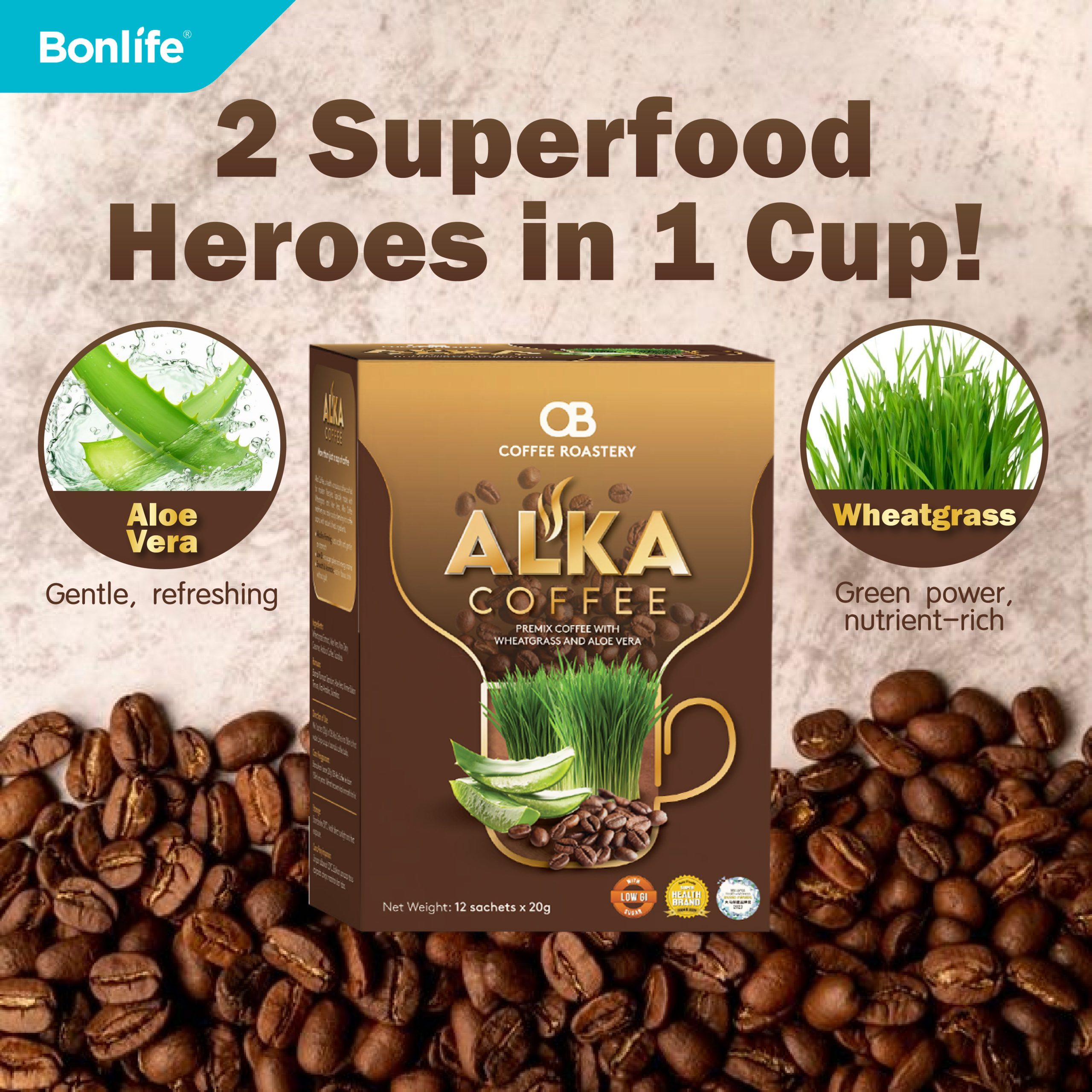 OB ALKA COFEE with Wheatgrass & Aloe Vera - Image 3
